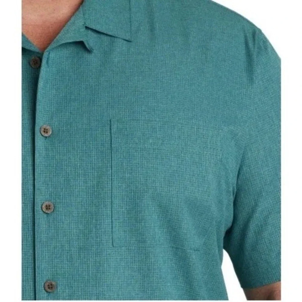 Oak Hill by DXL Big & Tall Solid Camp Shirt - Fanfare Color Mens 2XLT - Picture 3 of 4